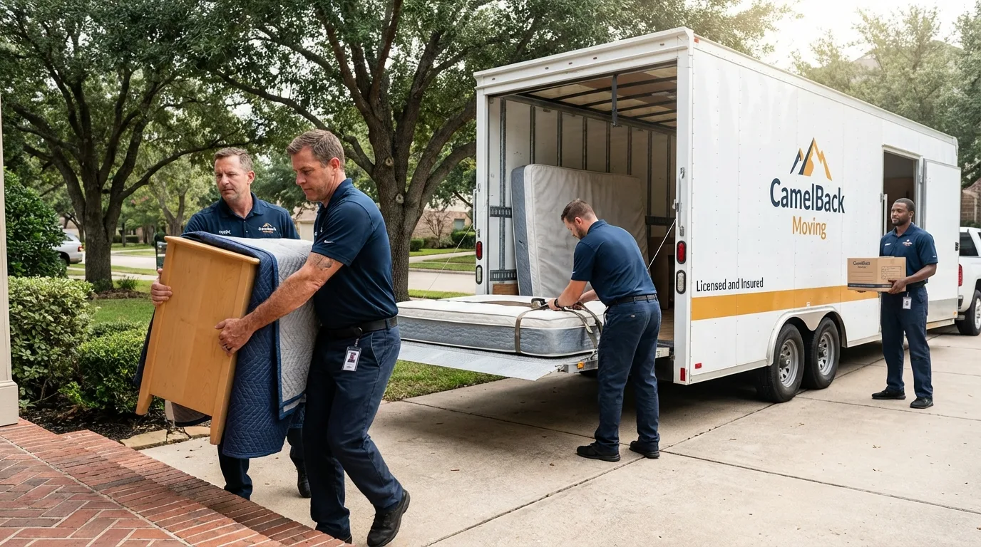 Crew loading residential truck for cross-state move from Springfield, VA