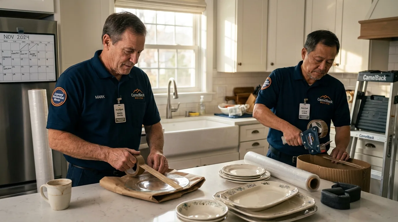 Professional crew packing kitchen dishware in Springfield, VA